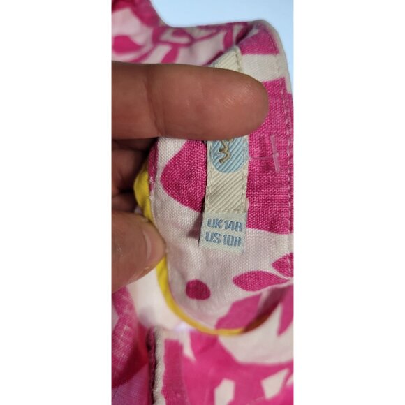 Boden Dress Womens Pink/White Floral 100%  V Neck Tunic UK 14R US 10 - Picture 9 of 15